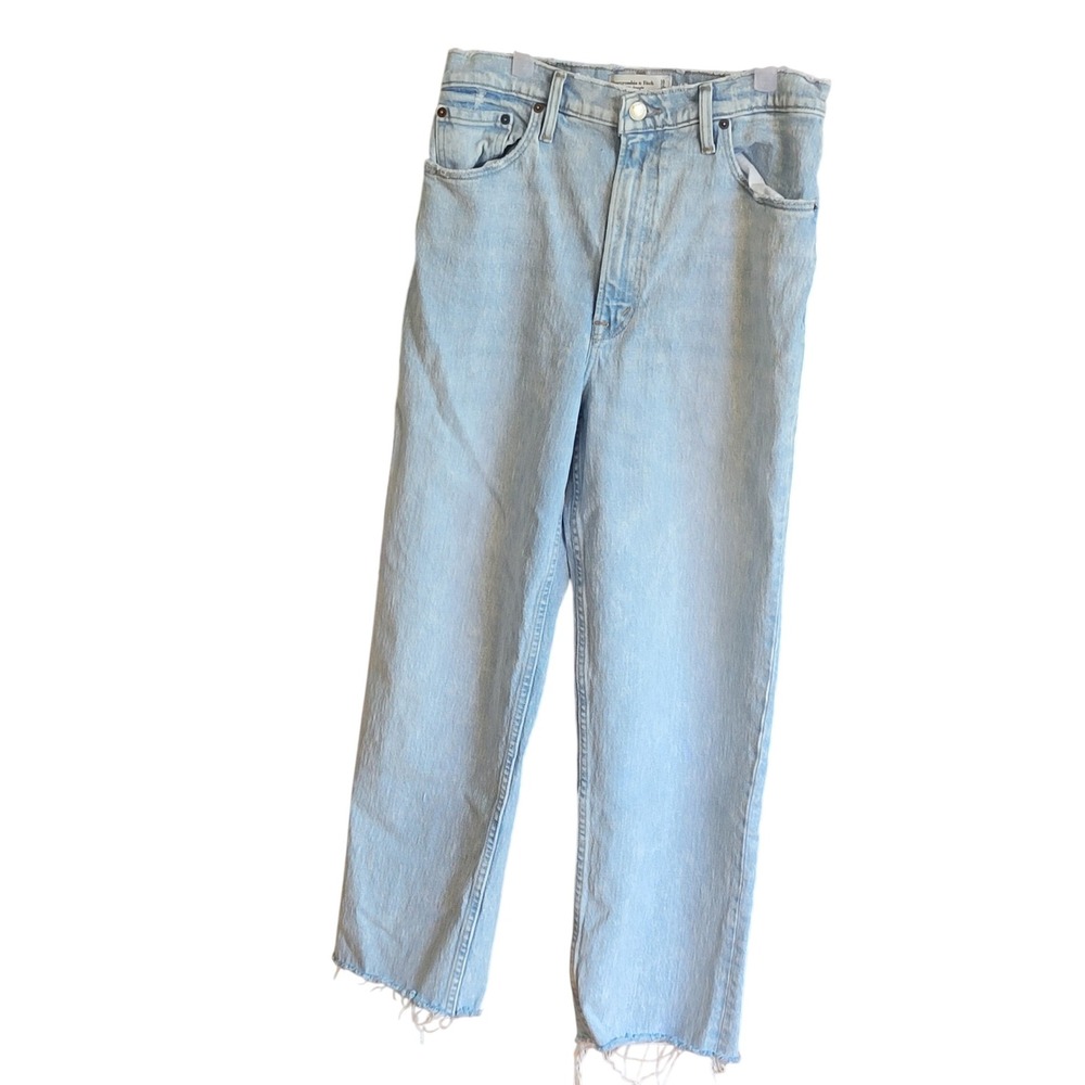 Abercrombie‎ & Fitch The 90s Straight Ultra High Rise Light Wash Jeans 30 10R